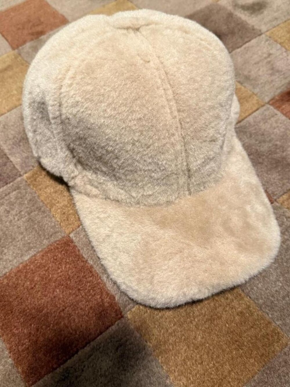 Zara Cream Tan Faux Fur Baseball Cap